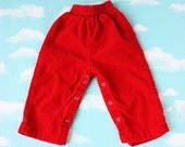 Vintage 80's Red Corduroy High Waist Pants / 18 Month Baby Toddler