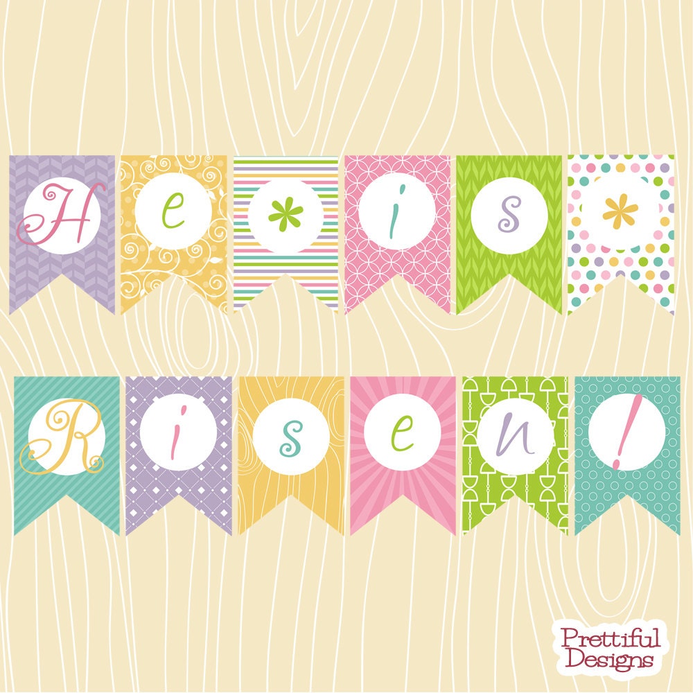20% Off SALE He Is Risen Easter Banner Printable Sent Via Instant Download Happy Easter (580) Il_170x135