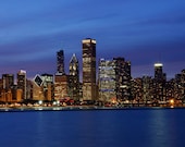 Blue Chicago 8x10 photo print - photography cityscape downtown Chicago skyline at night dusk twilight lights fine art wall home decor