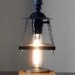Industrial Art Black Pipe Table Desk Lamp with Reclaimed Hardwood