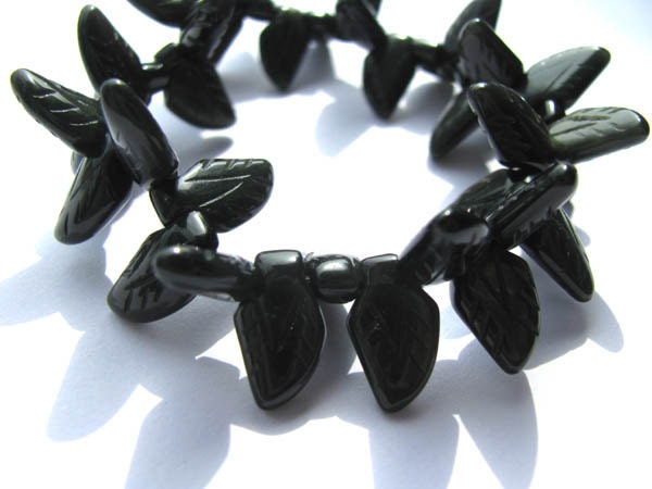 genuine rainbow obsidian gemstone leaf carved jewelry beads bracelet 8X14mm 38pcs