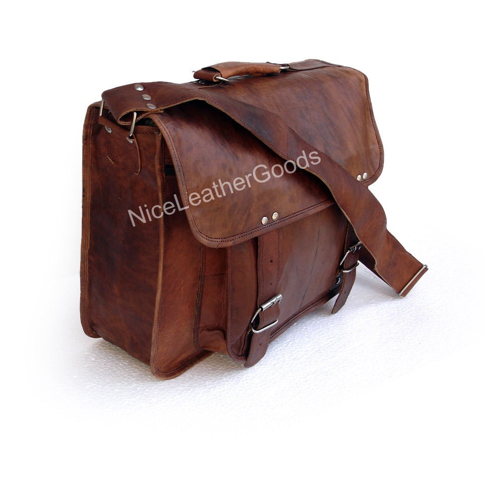 Leather Men's Laptop Leather Messenger Bag Leather Satchel Leather Briefcase leather office bag - UNISEX - Soft Leather - 16inch