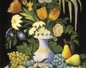 Still life print painting print Victorian art Vintage prints Old Prints Antique fruit art Home decor 8x10 print