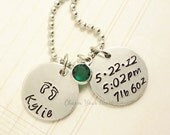 Mother's Day Gifts - Personalized Hand Stamped - Birth Celebration Necklace - Custom Mommy Aluminum Jewelry