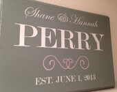 Personalized Family Name Sign, Customized Family  Name Sign, housewarming gift, established sign, bridal gift
