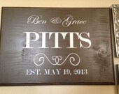 Personalized Family Name Sign, Customized Family  Name Sign, housewarming gift, established sign, bridal gift