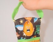 Mini Monster Carrying Case, Robots in Space theme- Monster Bag- Small Monster Pouch- Toy Carrying Case- Stuffed Animal Bag
