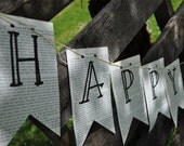 Upcycled Book Pages Happy Birthday Banner