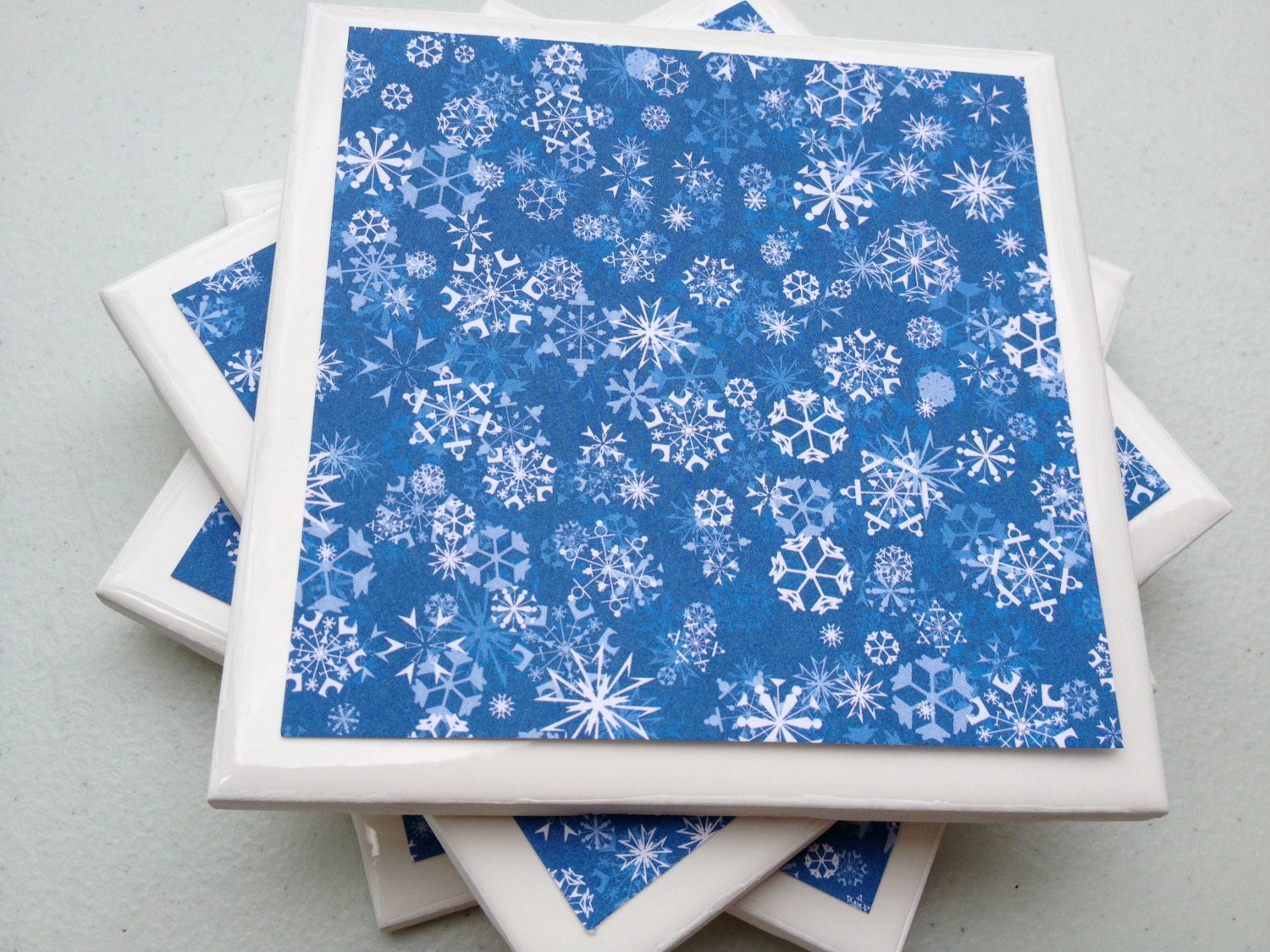 Handmade Blue Holiday/Christmas/Winter Snowflake Coasters