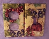 Vintage Inspired Wine & Grapes on a Neutral Background Outlet Cover And Switch Plate Cover Set
