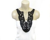 FREE SHIPPING- Black Handmade Cotton Lace Collar, necklace - Gothic Woman Accessories - Black- Big Necklace- Woman Blouse Applique - OOAK