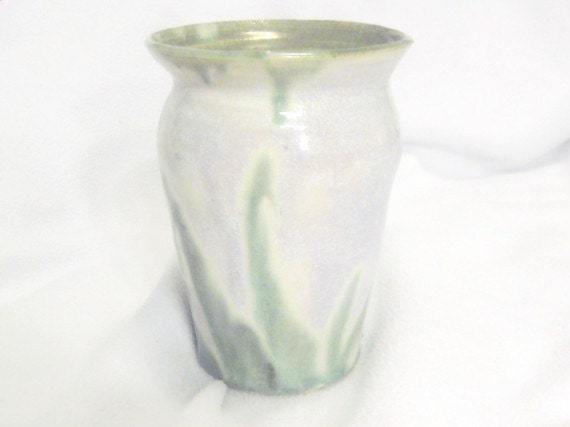 Blue, White, and Green Stoneware Vase