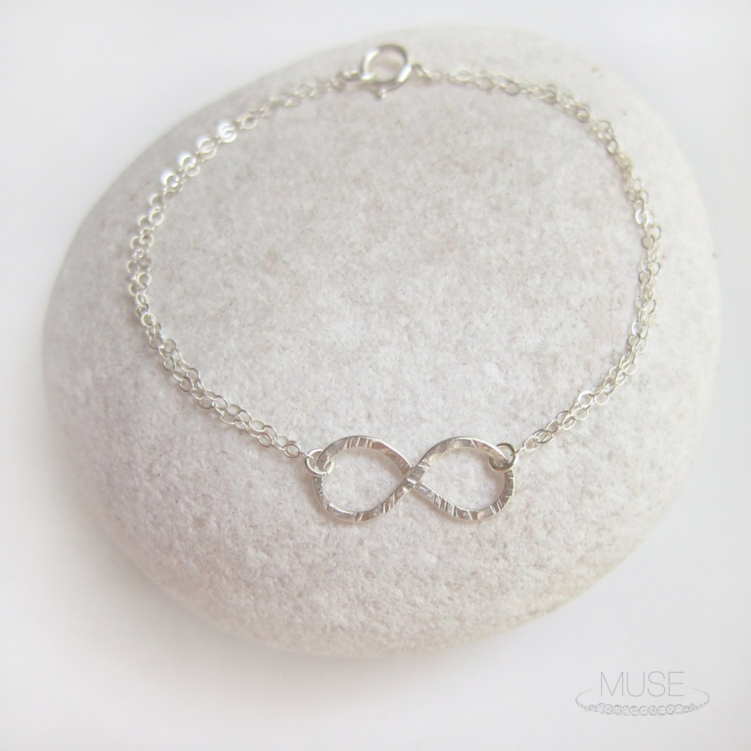 Dainty Eternity Charm Bracelet  - Sterling Silver Bracelet, Infinity Bracelet - Evermore
