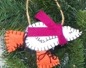 White Felt Ice-Skating Polar Bear Christmas Ornament