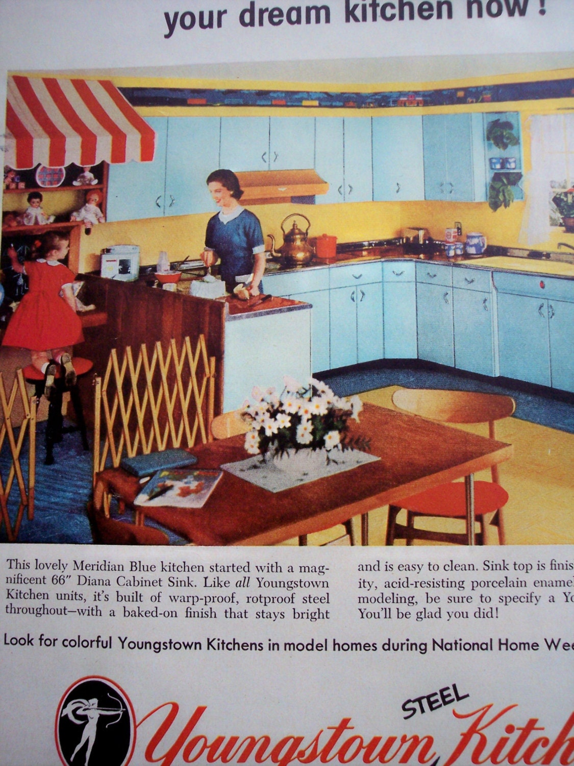 1950s home decor AD Youngstown Kitchens by AdmanVintageAds on Etsy