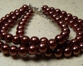 Brown Pearl Bracelet, Multi Strand Pearl Bracelet, Brown Bracelet, Chocolate Brown Jewelry, Trendy Modern Bracelet