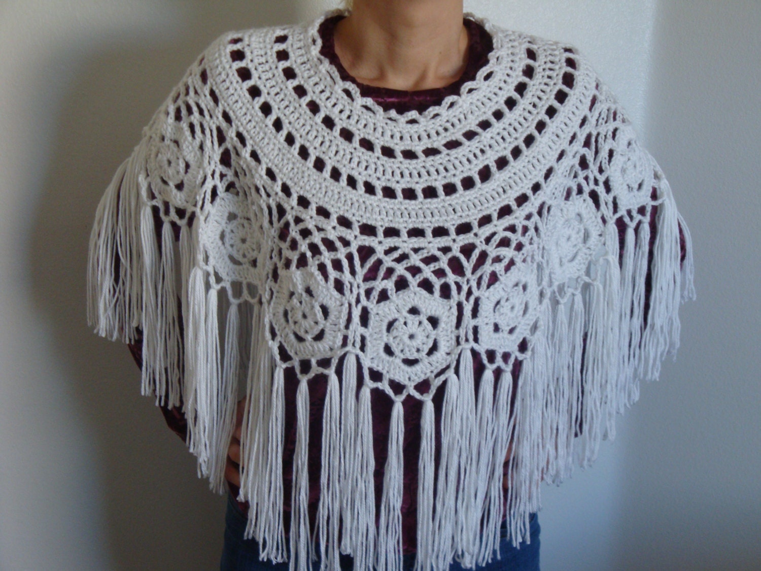 Crochet lacy Capelet,  White Shoulder Wrap, Knit  Shrug, crochet Shawl, Poncho, Handmade