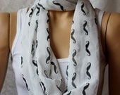 MUSTACHE SCARF - Fashion infinity scarf Infinity scarf. Loop scarf. Circle scarf. Women Scarf. Gift