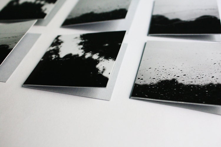 Blank Note Cards - Blank 2x2 Mini Cards, Handmade Photography Note Cards, Gift Tag Cards, Thank You Cards - Rain Photo Cards, Set of 6