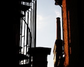 Architecture Photography 8x10 Fine Art Print - Oxford Photography, Emergency Staircase, Chimney Photography, Black and White Photography
