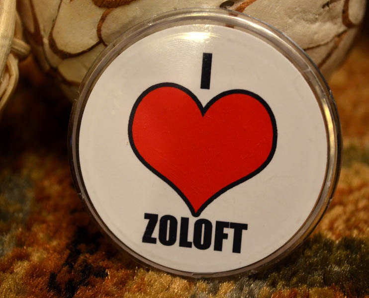 Funny Pinback Button - I Heart Zoloft - Hilarious Funny Adult Humor Novelty Button Accessories
