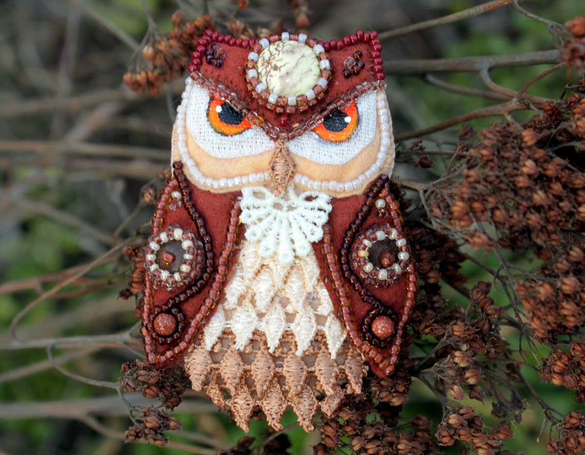 Felt Owl Brooch in Brown  , Felt Brooch, Felt Owl, Felt Owl Brooch,Brown Owl, Felt Pin, Owl Pin, Handmade
