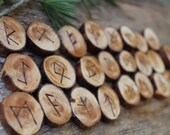 Handmade Wooden Elder Futhark Rune Set - Pyrography/Woodburning