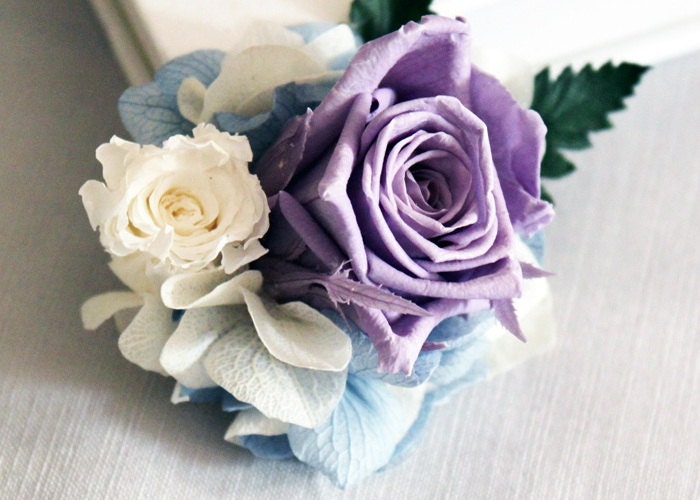 Lavender Rose Hair Clip Preserved Rose Hydrangea Bridal Hair Accessories Lilac Purple Wedding Hair Accessories Preserved Flower Corsage