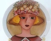 Vintage Hand Painted Portrait Porcelain Plate - Italy - Lete Mota - Home Decor - Collectable Dish - Beautiful Woman