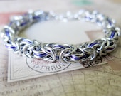 Byzantine Chainmaille Bracelet - Purple and Silver Bracelet - Purple Chainmaille Bracelet