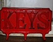 Red Metal Hook / key hooks /  key hangers / metal wall accents / home decor / kitchen decor / living room decor