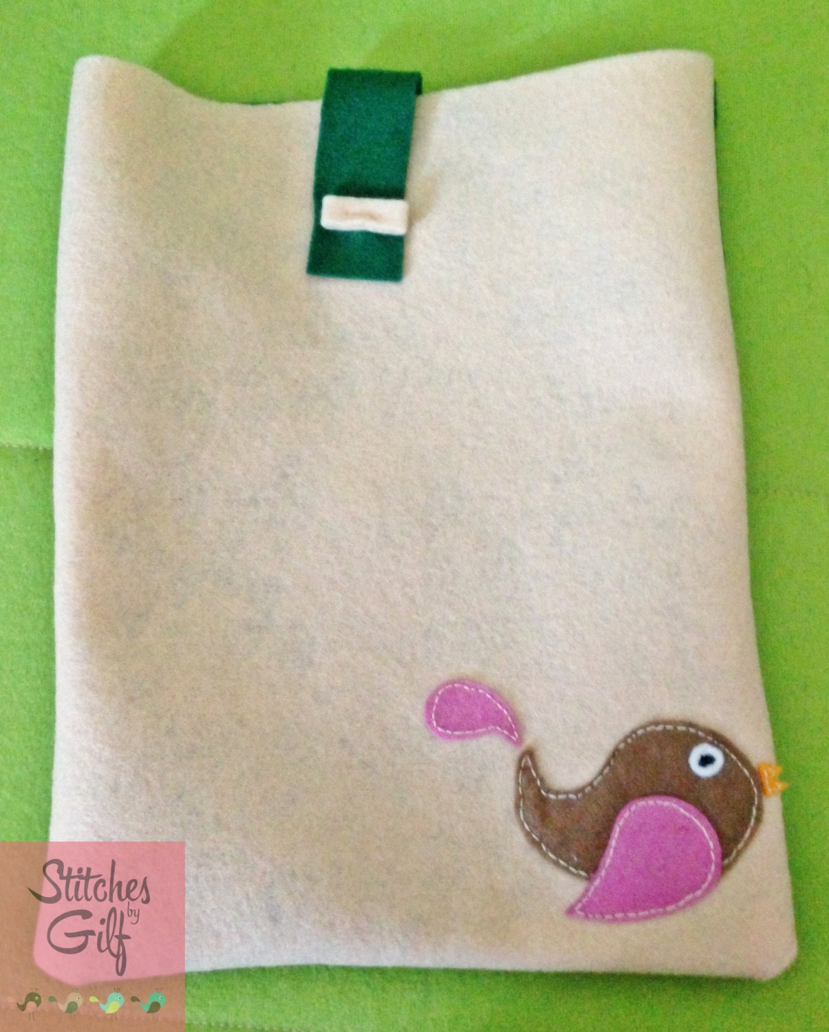 Handmade Felt iPad Birdy Case, iPad Cozy, iPad Sleeve, Tablet case, Kindle Case
