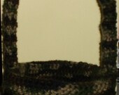 Black and Camoflage Crocheted Basket with Handle