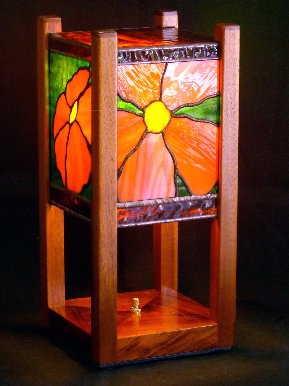 Stained Glass Fine Woodworking Lamp from Pandanus Designs