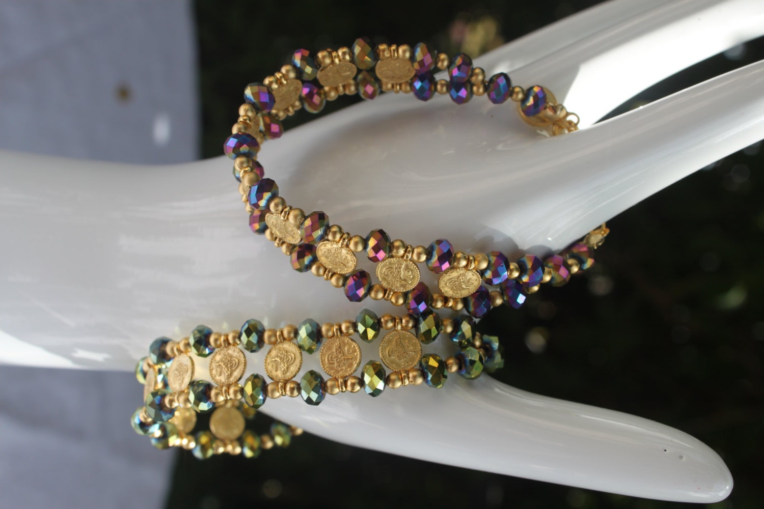 Crystal And Gold Beadwork Cuff Bracelet (Arabian Nights)