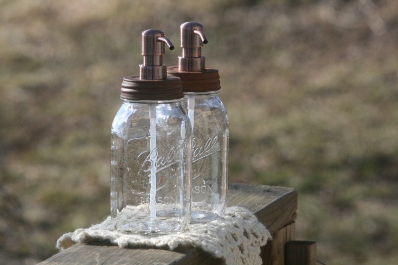 Mason Jar Soap Dispenser with Metal Pump and Reproduction Lid Clear New Quart Mason Jar Lotion Bottle Dispenser