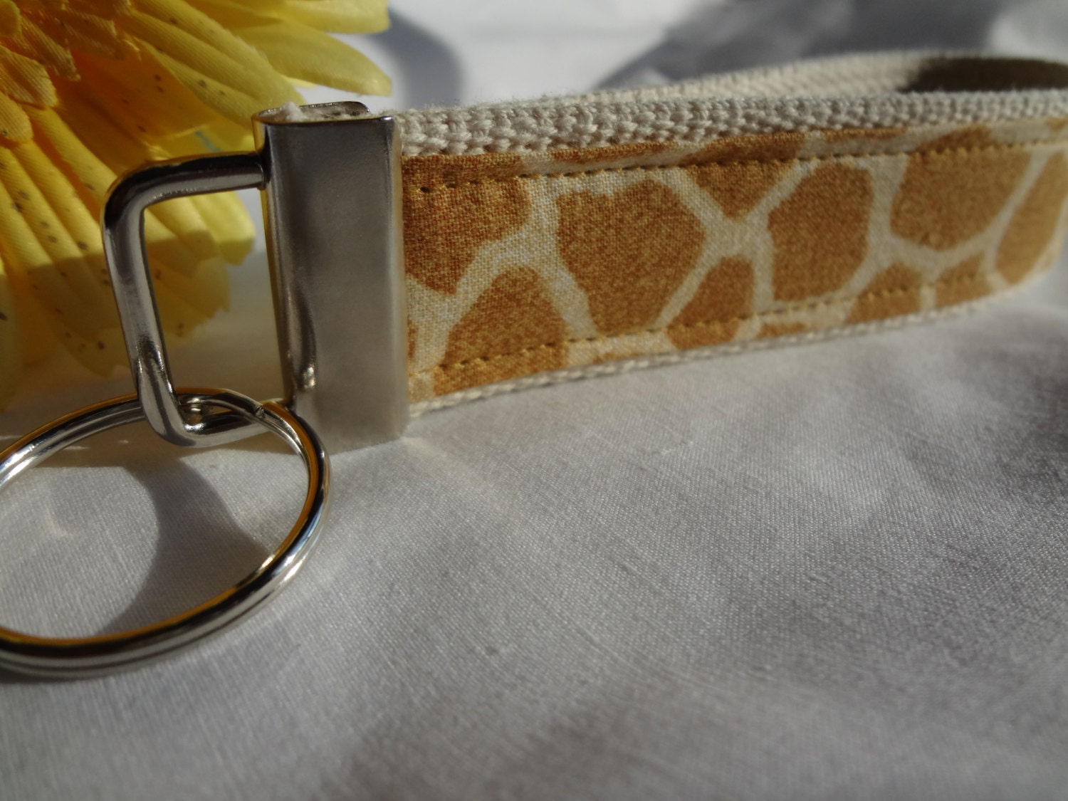 Giraffe Print Wristlet- Butter Pecan / Key Fob /Key Chain / Key Ring