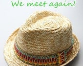 2013 Summer style men women beach straw hat in handmade, colorful stripes khaki embroidery straw fedora hat, summer  hat gift for men/lover