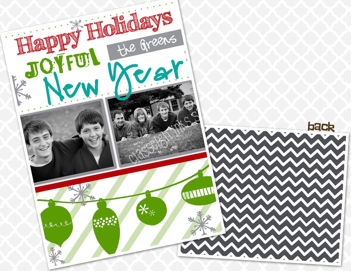 Joyful New Year Family Photo Christmas Card Personalized Holiday Card
