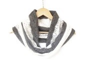Lightweight Soft Chunky Scarf  Grey and White Infinity Scarf,  Endless Scarf, Women Accessories