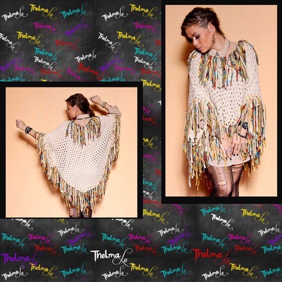 Fringe Crocheted Poncho...One of a kind, UNISEX, unique