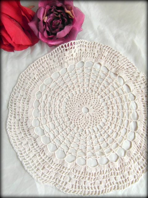 French vintage crocheted lace dresser, doily , cotton. Discount for multiple buys.