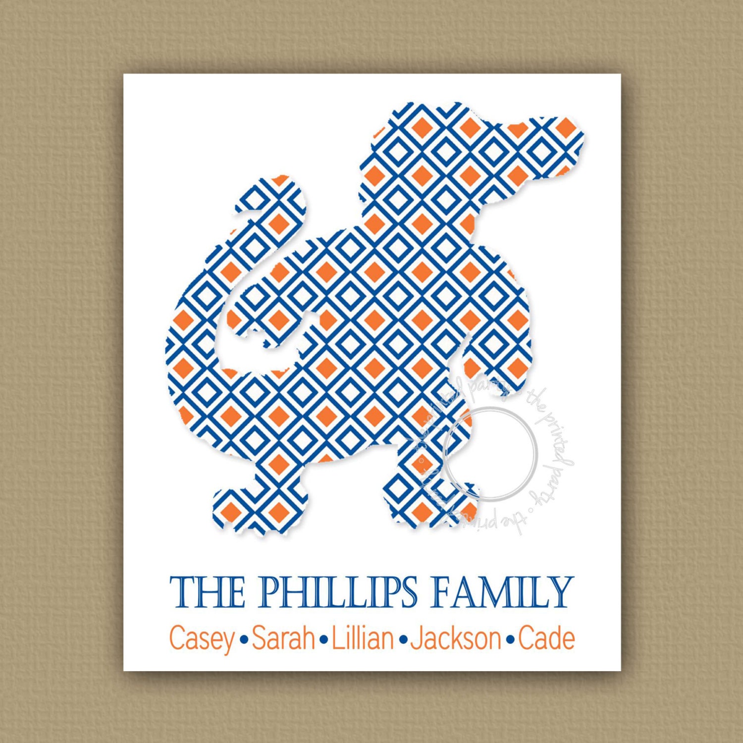 Florida Gator Mascot Family Wall Art - Office Art - Typography - Word Cloud - Choose color - Gift for your favorite Man
