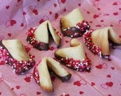 Custom messages Fortune cookies -hand dipped chocolate handmade party favors bride groom choice color sprinkles chocolate