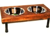 Modern Rustic Elevated Dog Feeder 7" Tall Stainless Steel Bowls Included