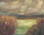 Impressionism Abstract Oil Painting Sketch Large Traditional Landscape Trees Fields Big Sky