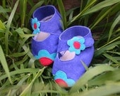 Blue Suede Slipper Shoes for Baby Girls