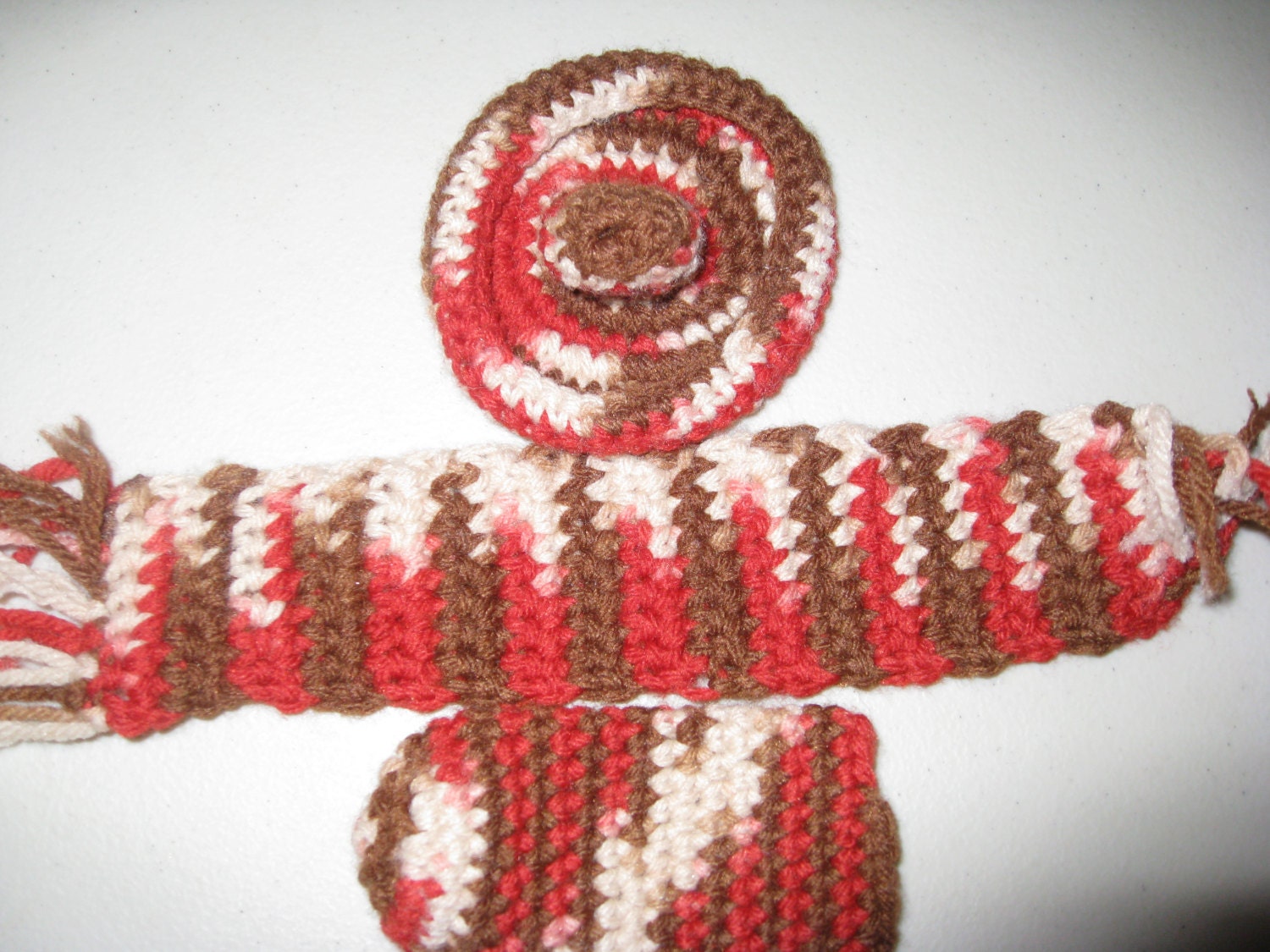 Miniature Vintage Hand  Crochet Sombrero And Scarf