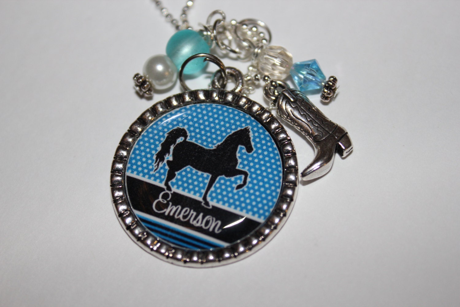 Sale - Buy 1 Get 1 Free - - Horse Necklace, Cowgirl Necklace, I love horses, Custom Girl Necklace, Swarovski, Bling Bead Necklace