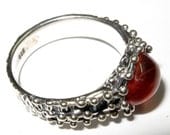 Silver ring. The original ring of oxidized silver 925 with natural carnelian. 100% handmade. Free Shipping